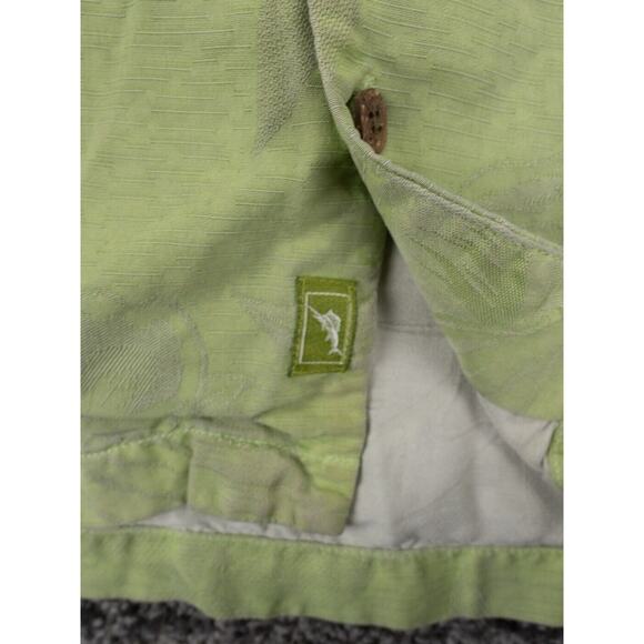 Tommy Bahama Shirt Mens XL Green Silk Jacquard Floral Print Aloha Beach Hawaiian - Picture 5 of 8